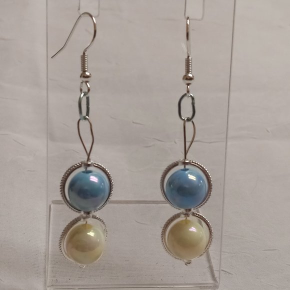 Steel Homemade Hand Crafted Dangled Earrings with Acrylic Beads #58 - Picture 7 of 14